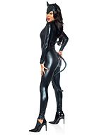 Catwoman, kostyme-catsuit, wet-look, søm, hale